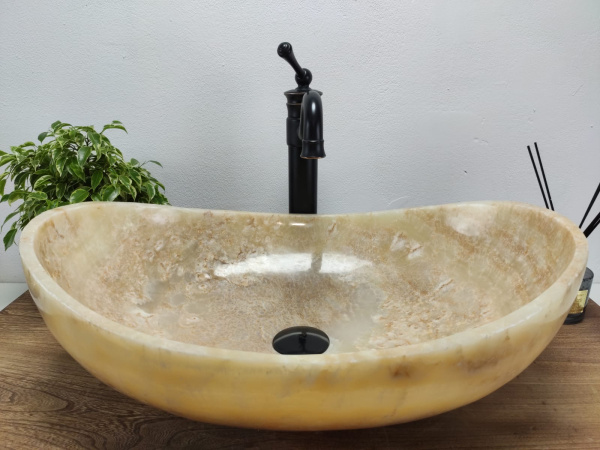 Накладная раковина из оникса Oval Yellow OO-01033 (55*38*19) фото