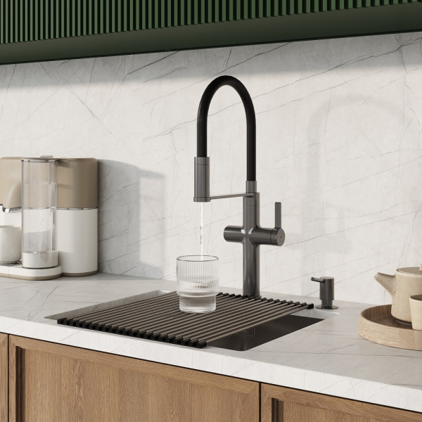 Смеситель для кухни под фильтр Iddis Ikon IKNGMFFi05 графит фото