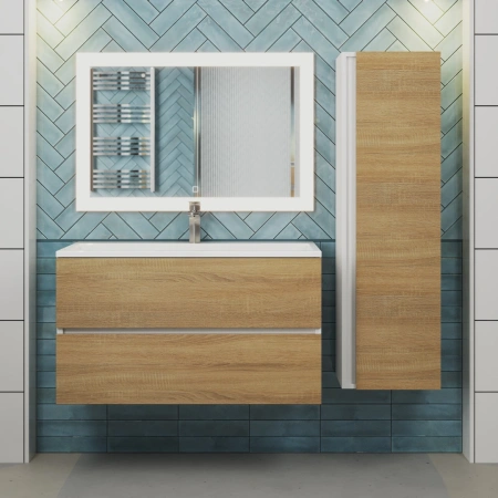 Тумба под раковину Uperwood Barsa 90 2937205251 белая/дуб сонома фото