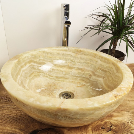 Накладная раковина из оникса Indo Bowl Yellow Small TinLip BO-00266 фото