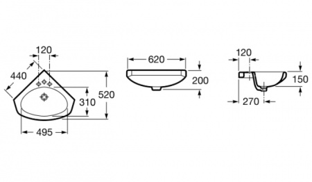 Раковина угловая Roca Estudio 325200001 62 см фото
