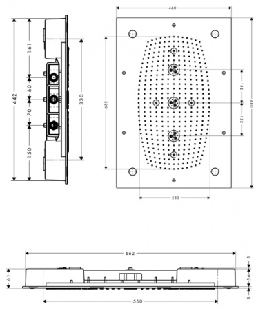 Верхний тропический душ с подсветкой Hansgrohe Raindance Rainmaker 680x460 на потолок 28418000 фото