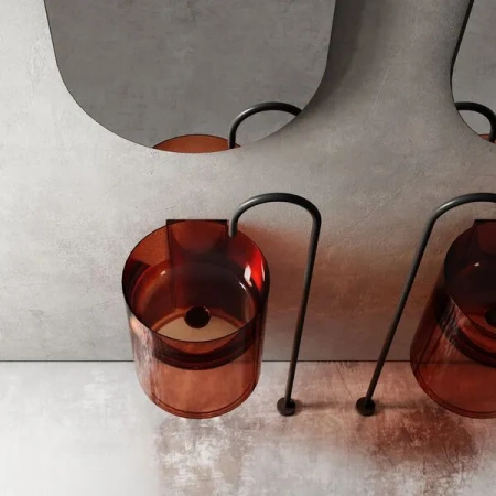 Раковина моноблок подвесная Abber Kristall AT2704Opal 42x42 фото