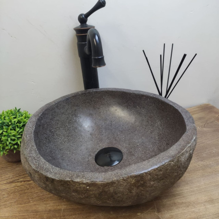 Накладная раковина из речного камня RS01156 (36*35*15) фото