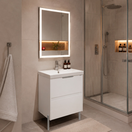 Тумба с раковиной Comforty Селенга-60 00-00022139CF белый глянец фото