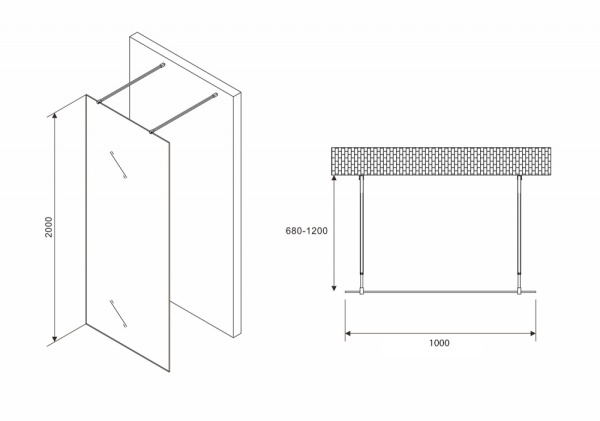 Душевая перегородка ABBER Immer Offen AG68100BF8 100 см фото