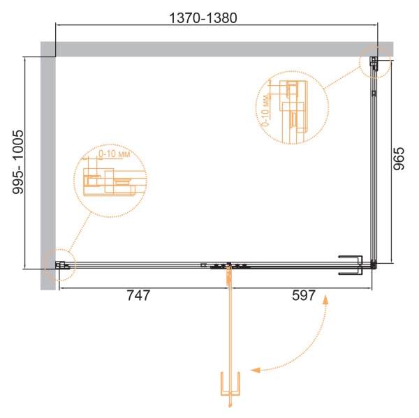 Душевой уголок Cezares Bellagio BELLAGIO-AH-1-140/100-C-BORO брашированное золото фото