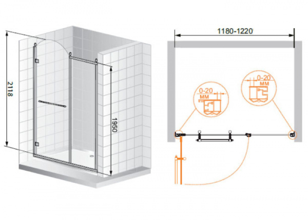 Душевая дверь Cezares Retro RETRO-B-12-120-CP-G-R 120 см золото R фото