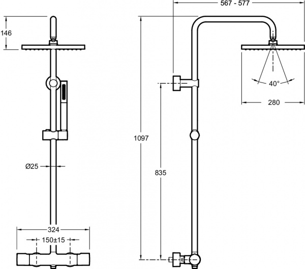 Термостатическая душевая система (стойка) Jacob Delafon Brigitte E32850-CP фото