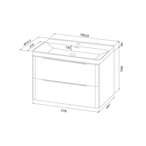 Тумба с раковиной Iddis Cloud X CLX80W0i95K 80 см, белый глянец фото