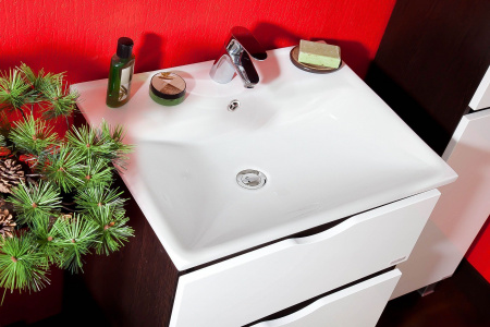 Тумба с раковиной Бриклаер Токио 60 венге/белый глянец фото