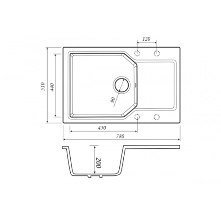 Мойка кухонная Kaiser Black&Silver KMM-5178 BS 78x51 фото