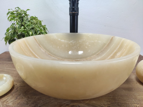 Накладная раковина из оникса Bowl Yellow Small TinLip BO-01024 (40*40*15) фото
