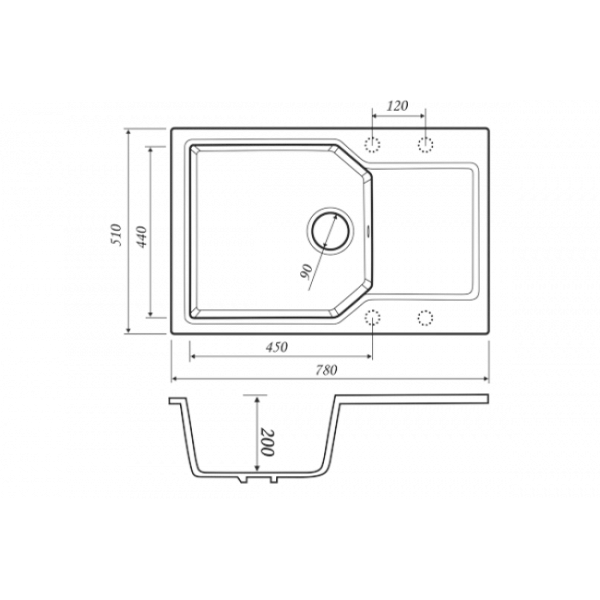 Мойка кухонная Kaiser Black&White KMM-5178 BW 78x51 фото