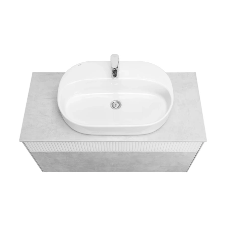 Тумба под раковину Акватон Марбл 100 1A276301MH4C0 белый матовый/слэйт фото