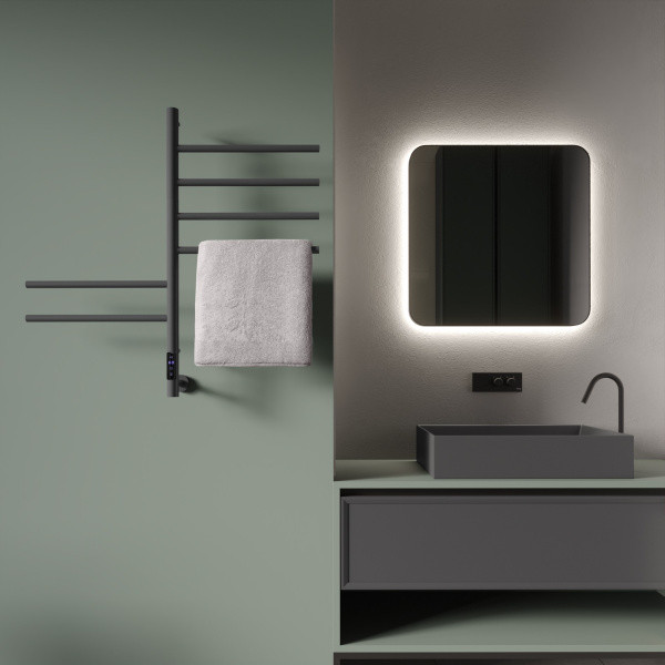 Электрический полотенцесушитель Vincea VTD-1S2CGE 43х80 графит, таймер фото