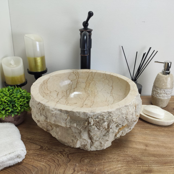 Накладная раковина из мрамора Erozy Cream EM-00836 (35*33*15см) фото