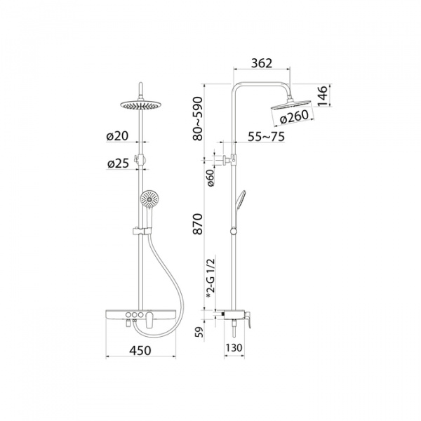 Душевая система (стойка) Iddis Shelfy SHESB3Fi06 фото