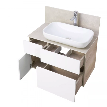 Тумба под раковину Акватон Мишель 1A244501MIX40 80 см дуб эндгрейн/белый фото