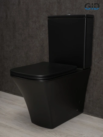 Унитаз напольный безободковый GID Tn2184Bm с сиденьем фото
