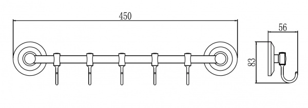 Планка с пятью крючками Savol 71 S-007175 фото