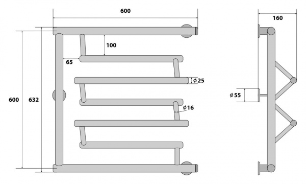 Водяной полотенцесушитель Energy Prima 60х60 EWTRPRIMA0606000000 фото