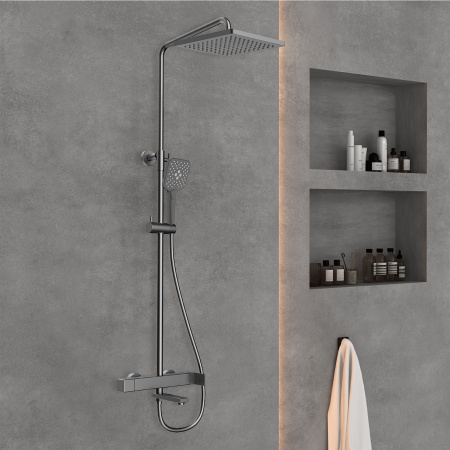 Душевая система Vincea Cube VSFS-1C1GM вороненая сталь фото