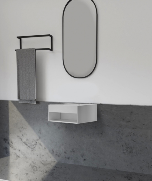 Раковина с полочкой Abber Stein AS2645-0.8 белая матовая фото