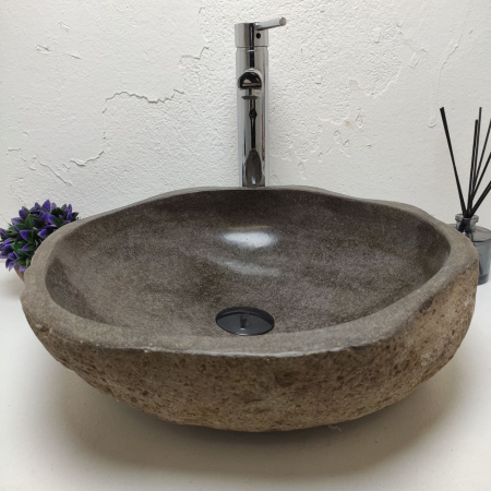 Накладная раковина из речного камня RS01197 (45*45*13) 40A фото