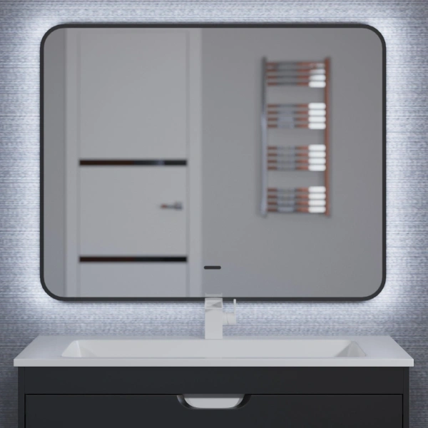 Зеркало с подсветкой, сенсорным выключателем и подогревом Uperwood Modul 3049345671 65x80 черное, холодная подсветка  фото