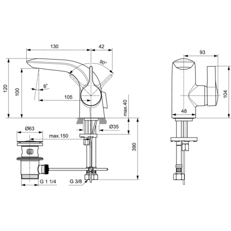 Смеситель для раковины Ideal Standard MELANGE A6117AA фото