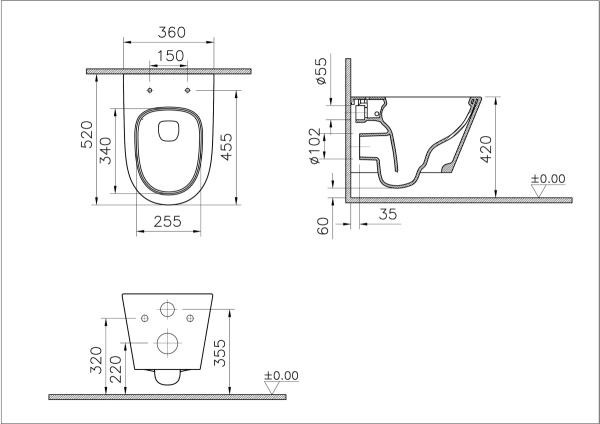 Подвесной унитаз со смывом торнадо VitrA M50 8302B003-6404 с сиденьем фото