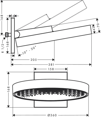 Верхний тропический душ Hansgrohe 360 1jet 26230990 полированное золото фото