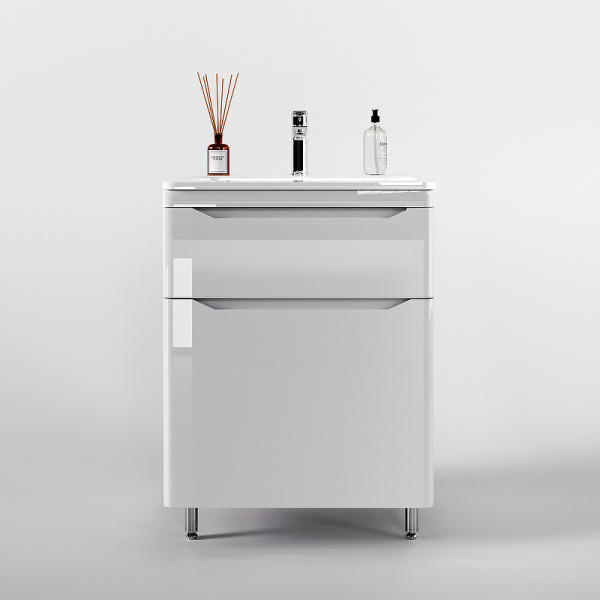 Тумба под раковину Style Line Марелла 60 Люкс Plus СС-00002396 белый глянец антискрейтч фото