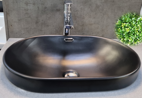 Раковина CeramaLux 61 5006CMB 60x39 черная матовая фото