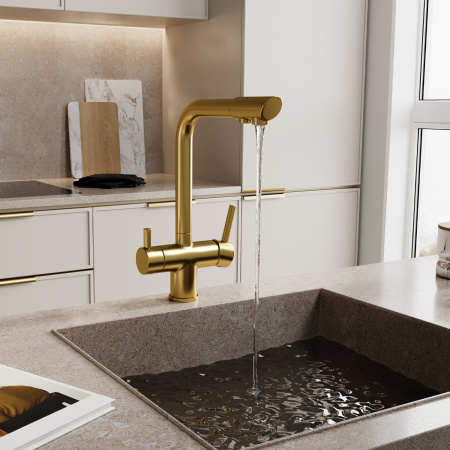 Смеситель для кухни под фильтр WasserKRAFT A8387 матовое золото фото