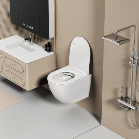 Подвесной унитаз с ультратонким ободком Abber Ultra AC1301 фото