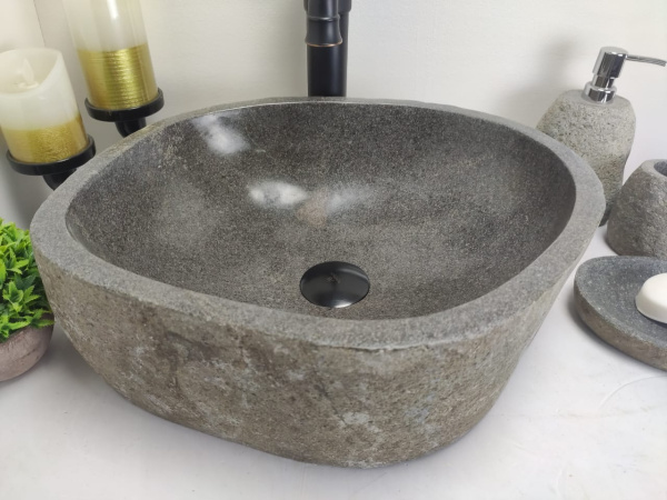 Накладная раковина из речного камня RSM0725 (43*36*15) фото