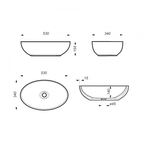 Накладная раковина Sanita luxe Ringo RNGSLWB04 53x34 бирюзовая фото