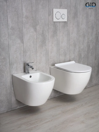 Подвесной унитаз безободковый Gid Tr2122b с сиденьем фото