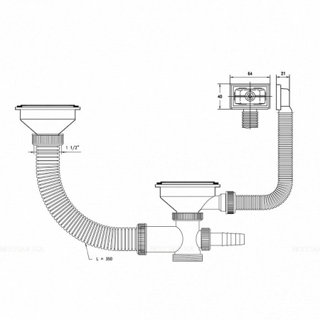 Сифон для двойной мойки Iddis Kitchen Line S21UPS0i84 фото
