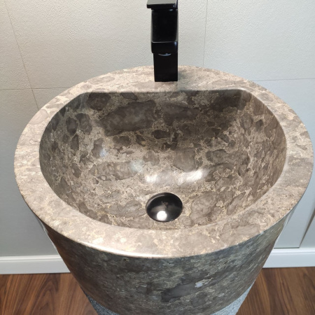 Раковина напольная из мрамора Grey MN-01349 (40*40*90) фото