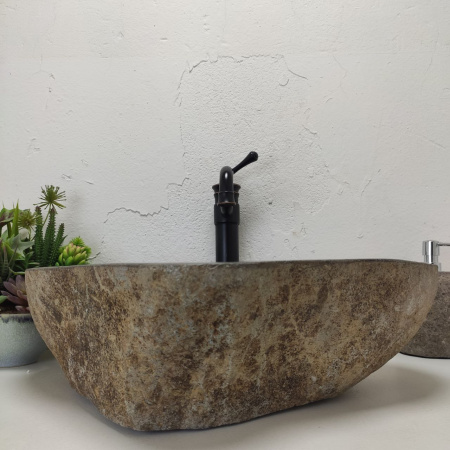 Накладная раковина из речного камня RS01465 (55*46*15) C12 фото