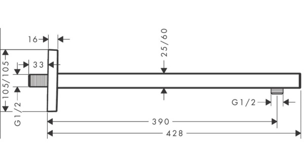 Кронштейн для верхнего душа Hansgrohe Square 27694990 полированное золото фото