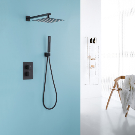 Душевая система скрытого монтажа с термостатом Abber Daheim AF8251B черный матовый фото