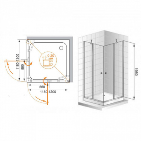 Душевой уголок Cezares Elena ELENA-A-22-120-P-Cr 120х120 фото