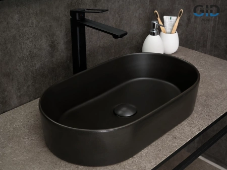 Накладная раковина GID N9020bg 53379 52x30 черный графит фото