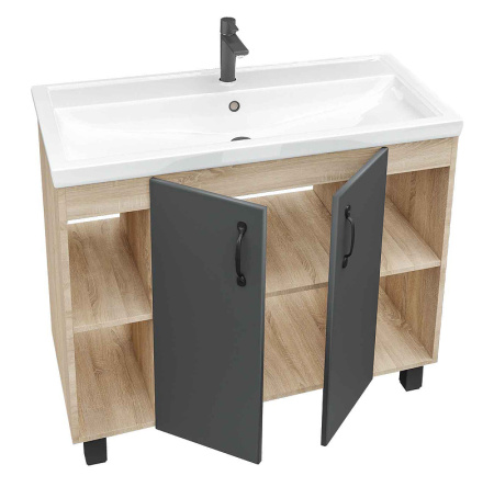 Тумба под раковину Grossman Флай 100 101002 серая фото