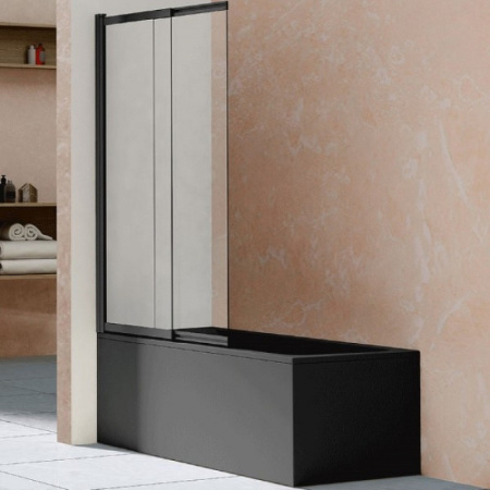 Шторка для ванны раздвижная Vincea Extra VSB-1E100CLB черная прозрачное стекло фото