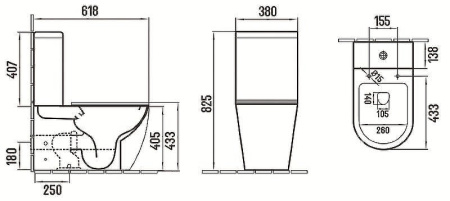 Унитаз напольный безободковый CeramaLux NC 2166XMB с сиденьем, черный матовый фото